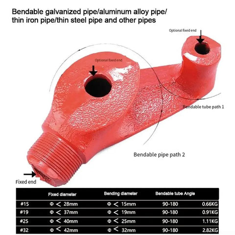 Premium Manual Pipe Bender Tool For Copper And Steel Conduit 15Mm Fan Head Design with adjustable bending paths.