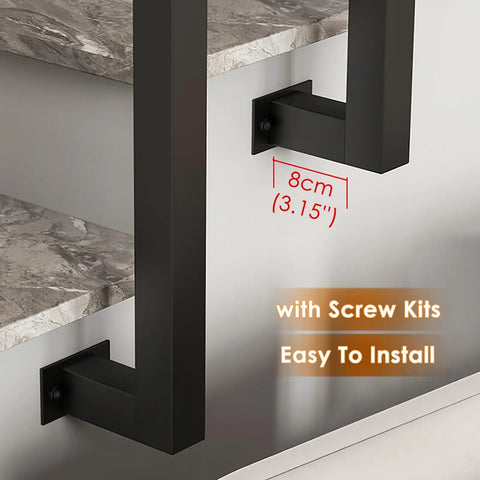 Rock Solid Steel Railing Posts With Adjustable Angle Brackets For Decks Stairs And Porches Weather Resistant Powder Coated Baluster Columns 14 Pack showing screw kit installation detail.