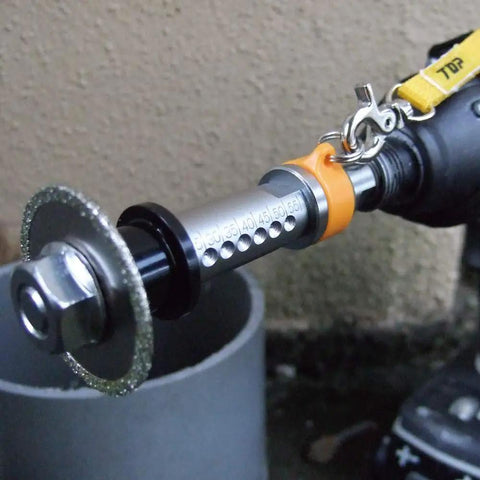 No Sweat Pvc Pipe Inner Diameter Cutter With Fall Prevention Kit And Hella Sharp 2 Inch Blade for quick plumbing jobs shown close-up.