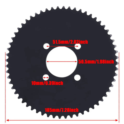 60 Tooth Rear Sprocket For 35 Chain For Mini Bike Go Kart Trike ATV Quad Predator 79cc 212cc 420cc with measurements