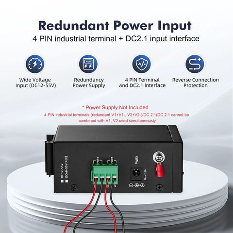 8 Port Industrial Switch Unmanaged 10 100Mbps Fast Ethernet with power input features and IP30 rating details shown