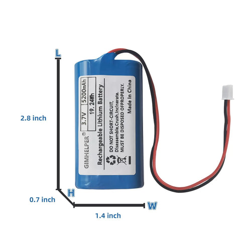 High Capacity All Day 5200mAh 3.7V Rechargeable Li Ion Battery Pack with JST Connectors for GPS, 2.8x0.7x1.4 inches dimensions