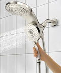 Magnetic 2 In 1 Shower Head With Handheld Sprayer And On Off Water Saving Switch Eight Spray Hand Held Wand Flexible Anti Kink Hose Brushed Nickel