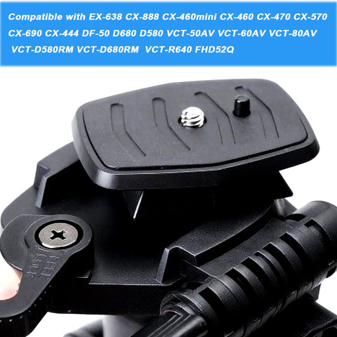 Close-up of Two Pack 41mm And 43mm Quick Release Camera Mount Plates on tripod, compatible with Ambico Sunpak Kalimar Zomei.