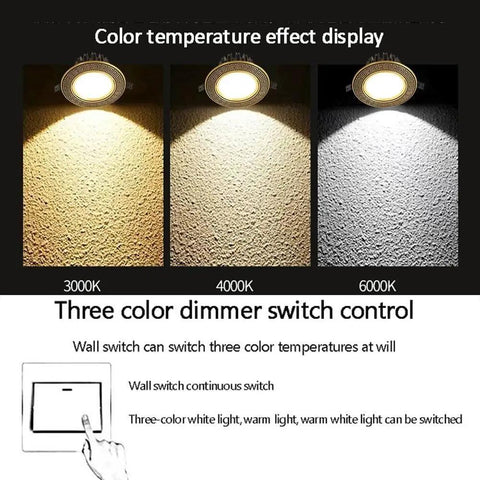 Premium Heavy Duty Copper Finish 5 Pack Recessed LED Downlights featuring warm to cool white color temperature display.