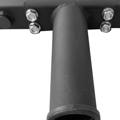 Close-up of steel alloy Shoulder Press Handle For Home Gym barbell attachment showing bolts and ergonomic grip detail.