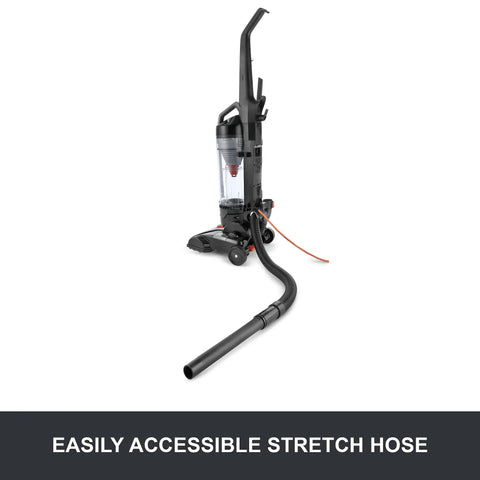 Hoover Commercial TaskVac Bagless Upright Vacuum Cleaner Lightweight 15 Pounds Powerful Suction For Carpet Hard Floor Cleaning Easy Maneuverability For Business Use with stretch hose.