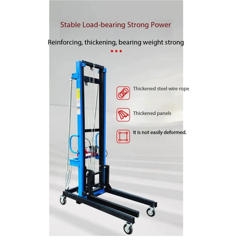 Heavy Duty Portable Brick Elevator Hoist With Smooth Ride Steel Lifting Platform And Sturdy Casters For Easy Material Handling On Construction Sites Up To Four Meters High, showing thickened steel components.
