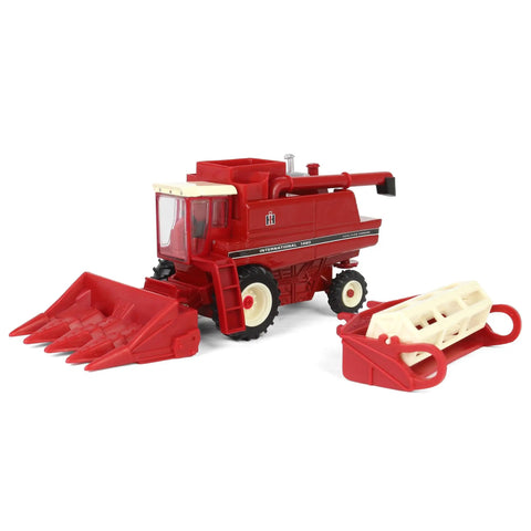 International Harvester 1460 Combine Die Cast Model One Sixty Fourth Scale with rear wheel assist, corn and grain heads