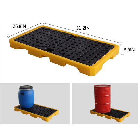 Oil Drum Spill Pallet With Nestable Leak Proof Tray Yellow Designed For No Spill Containment And Drainage