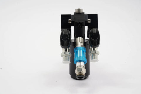 Heavy Duty Polyurethane Foam Spray Gun With Air Purge Self Cleaning Pu Foaming Tool Cast Iron Frame, flat view showcasing trigger.