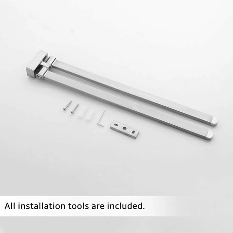 Swivel Towel Bar Two Arms Wall Mount In Brushed Nickel Heavy Duty Stainless Steel Towel Hanger For Bathroom Organizer with tools