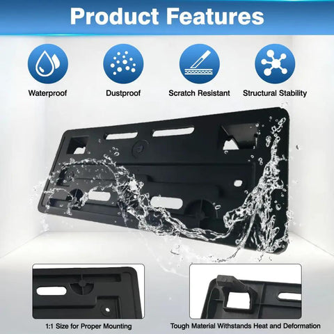 Front Bumper License Plate Frame And Mounting Bracket For Honda Accord LX 2023 2024 2025 Replacement ABS Holder with water splash