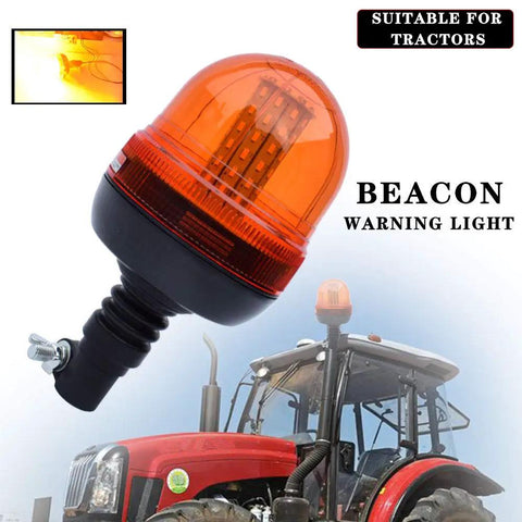 Premium Amber Led Rotating Beacon And Strobe Light With 60 Led Offering 360 Visibility For Tractors And Rigs Featuring Flexible Base.