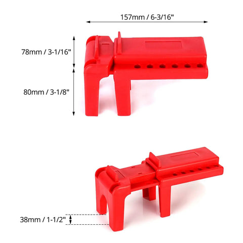 Heavy Duty Ball Valve Lockout Kit Badass Safety Gear Fits Most Pipe Fittings Covers Half To TwoandAHalf Inch Handles shown in red.