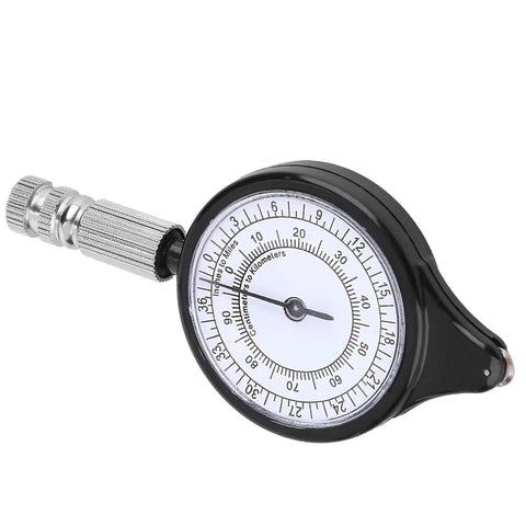 Handheld Map Distance Measuring Tool And Road Odometer Solid Aluminum Alloy Wheel For Camping Hiking Weather Resistant compact gadget with measurement dial.