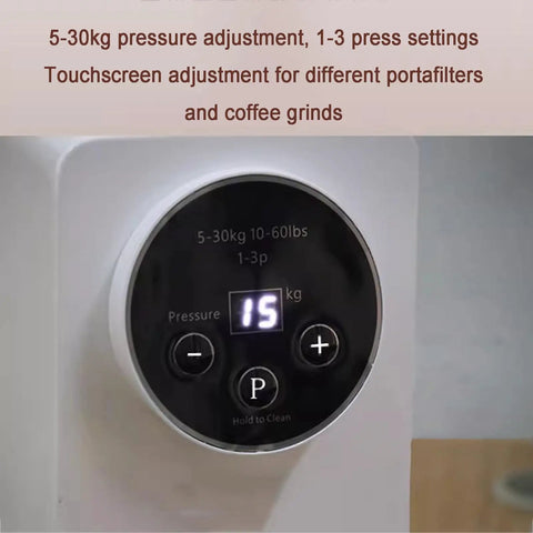 Digital display for 5-30kg pressure adjustment of Straight Up Solid Automatic Coffee Tamper For Espresso Machines 58Mm.
