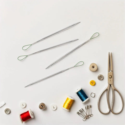 Five-Piece Steel Drawstring Threader Tool Set For Sweatpants And Elastic Waistbands, No-Fuss Threading, Portable Sewing Gadget For Easy Elastic Insertion, Durable, Professional-Grade, Compact For On-The-Go Repairs with sewing scissors and thread