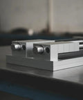 Built Tough Multi Station Machining Vise With Killer Workholding Clamps And Precision Stepped Copper Alloy Plates 300X220X16mm Two Rows close-up view of aluminum components.