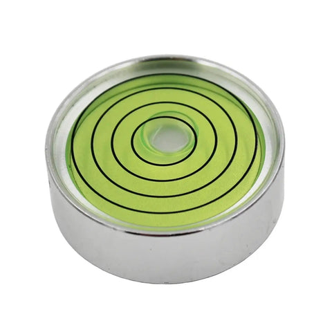 Horizontal Bead Metal Round Universal Spirit Level Bubble Green in White Diameter 25mm-60mm 1Piece(JYF30-6010QQ) top view.