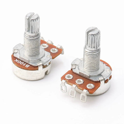 10 Pack B100K Ohm Guitar Potentiometers With Long Knurled Split Shaft For Electric Guitars And Bass, Premium Audio Pots