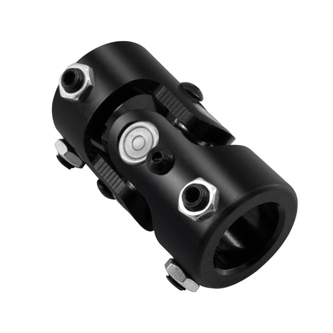 Pro Grade 1 Inch Round Black Steering Universal Joint Shaft For Gearheads, 83mm Total Length, side view.