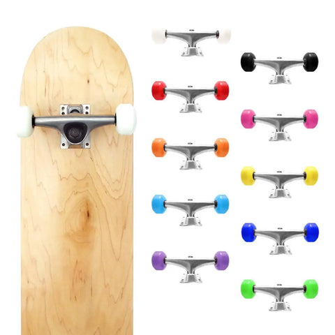 Skateboard deck with multiple color options for 5.0 Skateboard Trucks Silver Kit With 52mm Wheels Abec 7 Bearings 1 Inch Hardware