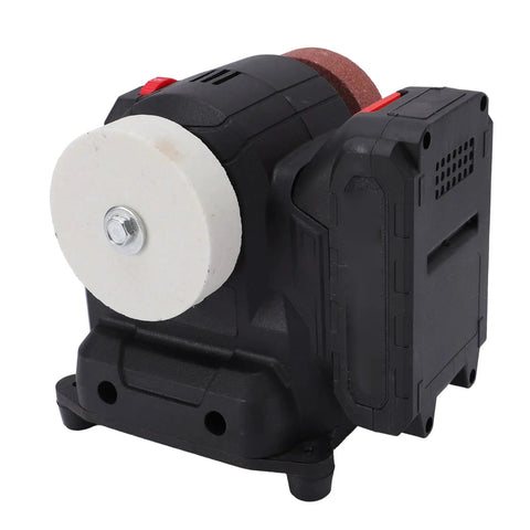 Thonlai Mini Bench Grinder Portable Polisher For Crafting And Metal Working 100W Fit For Battery With 6 Speed Adjustment 195X130X145Mm US Plug showing compact design with polishing pad.