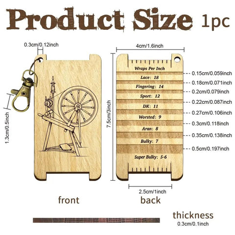 Straight Up Essential Vintage Wooden Wrap Per Inch Guide Gauge For Spinners 4x7.5cm measuring tool for yarn thickness.