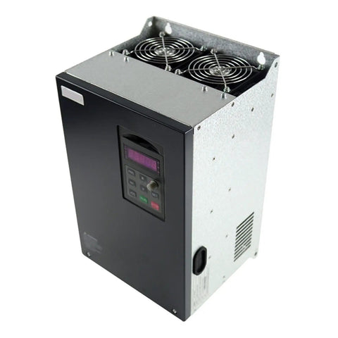 Beefed Up 125HP Three Phase 380V Variable Frequency Drive Inverter For Industrial Motors Heavy Duty VFD Speed Controller With Smooth Start And Precise Speed Control And Overload Protection For Long Life On The Shop Floor. black and silver VFD with dual cooling fans