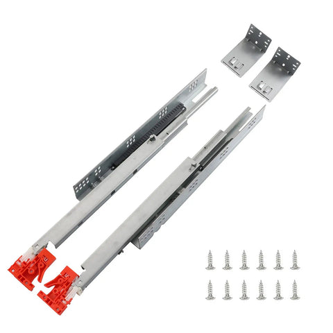 Six Pairs 21 Inch Undermount No Slam Soft Close Drawer Slides With 100 Lb Capacity Bottom Mount Full Extension Rails set shown