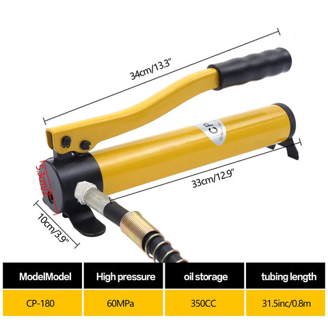 Beefy 20 Ton Hydraulic Cylinder Jack With 2 Inch Stroke, Compact Mini Single Acting Lifting Cylinder With Manual Hydraulic Hand Pump For Machinery And Shipbuilding, Heavy Duty Lift With Protective Stop Ring For Enhanced Safety, yellow hand pump