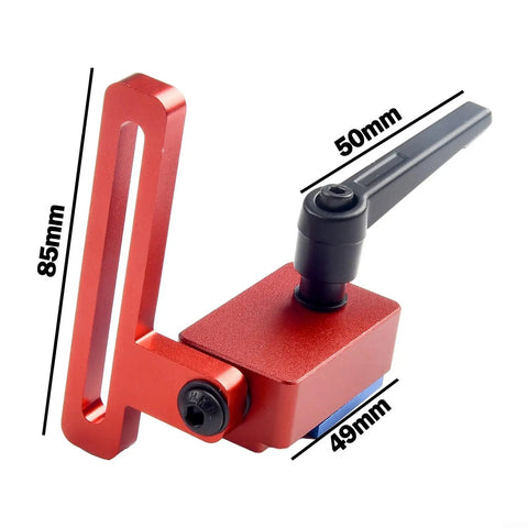 Premium Woodworking T-Slot Stop Limiter With High Accuracy Aluminum Alloy Construction To Nail Exact Chute Lengths And Crush Repeatable Cuts On Standard 30mm Tracks Every Single Time, measuring 85x50x49mm.