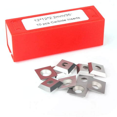 Straight Up 12X12X2.2Mm Square Corner Tungsten Carbide Turning Inserts in red case for metal cutting use.