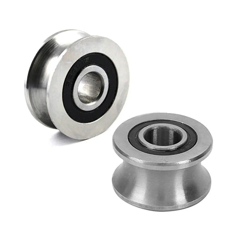 5Pcs Deep U Groove Ball Track Guide Bearing Set Heavy Duty Stainless Steel Pulley Wheel Bearings close-up view. Low noise design.