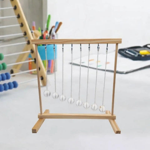 Hands On Pendulum Cradle Science Kit For Home Office And School DIY Educational Toy Demonstrating Pendulum Period Versus Length And Energy Conservation Through Fun Experiments, wooden cradle with multiple spheres