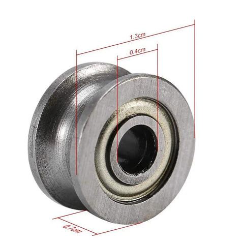 U Groove Pulley Wheel Roller Bearing Set 10 Pcs U624zz 0.51 Inch OD U Type Guide Pulley carbon steel wheel with size marks