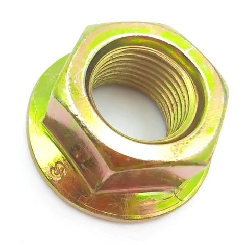 Steering Shaft Pinion Gear Bushing And Spindle Blade Lock Nut To Squash Shimmy On RZT Zero Turn Mower OEM Replacement, gold tone hex nut, 5/8 inch ID.