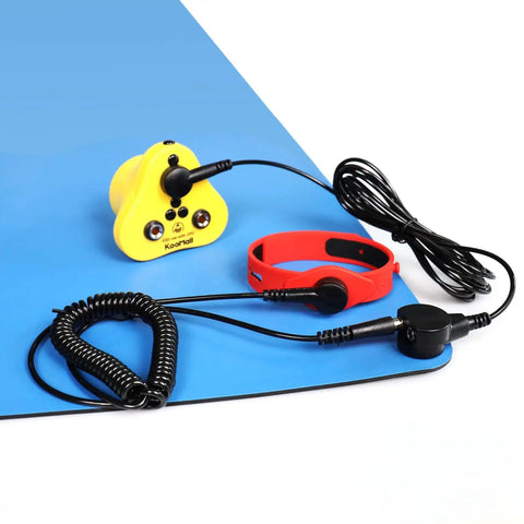 4 In 1 ESD Grounding Kit With Anti Static Wrist Strap ESD Plug Screw Stud And 10 Ft Grounding Cord With 2 Banana Jacks on mat