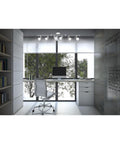 Office with Six Light 4 Foot Chrome Integrated LED Track Lighting Kit With Assembly Required For Quick Slick Modern Home Lighting Upgrades