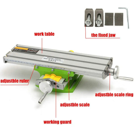 Precision Milling Table For Small Workshops Handy Drill Vise Fixture Workbench 330 X 95mm with adjustable scales and handwheel