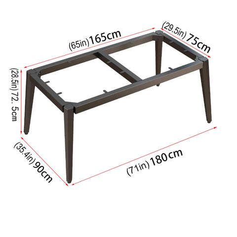 Top Shelf Heavy Duty Steel Table Legs Featuring Badass Industrial Design With Adjustable Rubber Floor Bumpers Solid Rectangular Base dimensions 165cm x 75cm x 90cm