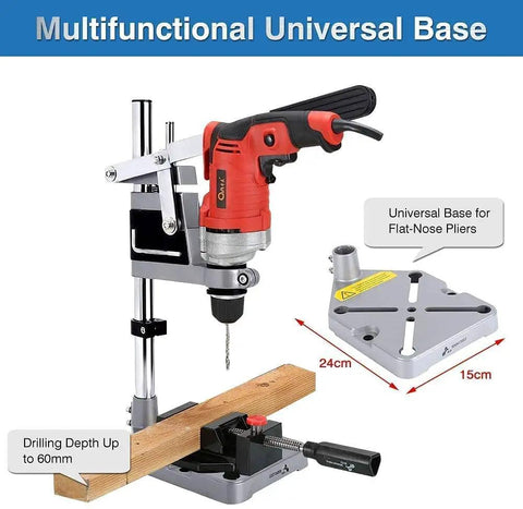 Adjustable Desktop Drill Stand With Universal Bench Clamp and 60mm depth for precise rotary tool drilling in home workshops