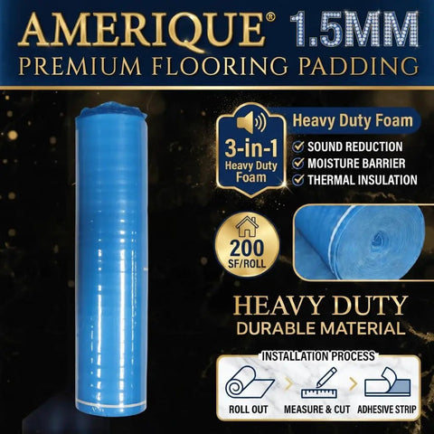 Thick Cushion Foam Underlayment 800 Sq Ft Vapor Barrier With Self Stick Tape For Hardwood Laminate Floors in blue roll.