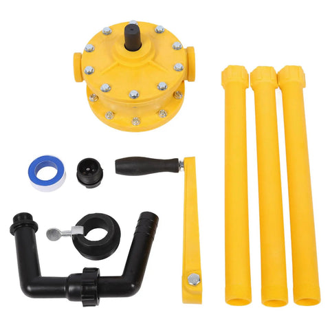 Thonlai Heavy Duty Manual Drum Hand Pump For 5 To 55 Gallon Barrels Portable Oil Transfer Pump components including pump, pipes, and handle.