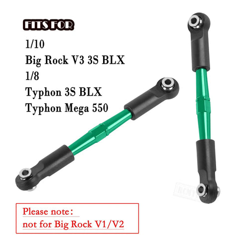 Green Alloy Camber Turnbuckles Hops Up Upgrade For 1 10 Big Rock V3 3S BLX And 1 8 Typhon 3S BLX Mega 550 RC Cars