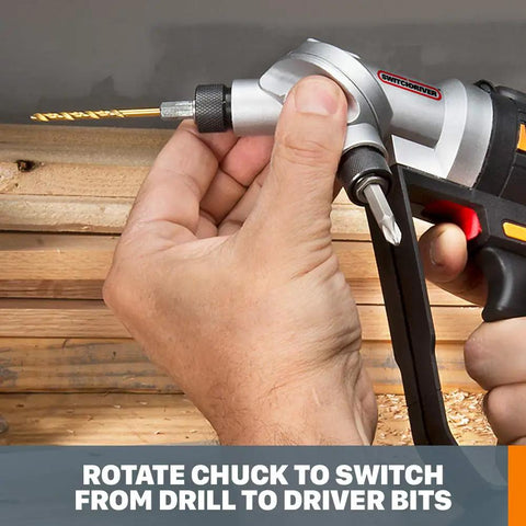 Power Share Switchdriver 20V Cordless Drill And Driver in use switching from drill to driver bit with dual chuck