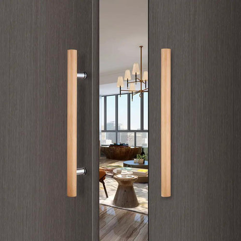 Rock Solid 304 Stainless Steel Connector, Top Shelf Heavy Duty Beech Wood Double Sided Push Pull Handle For Saunas, pull handle on door.