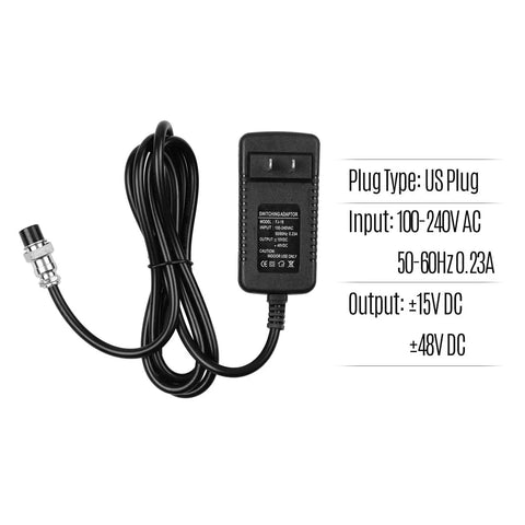 Universal 100-240V AC To 15V DC 230mA Power Adapter With 4 Pin Round Connector For 16 Channel Or Below Mixing Consoles