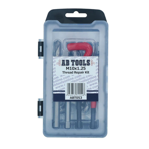 Get Your Threads Fixed Up Right With This M10 By 1.25mm Helicoil Thread Repair Kit in clear case, showing contents for repair.